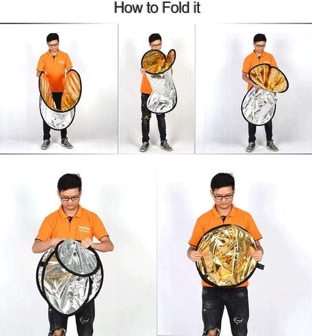 GODOX 32"x47" 80x120cm 2-in-1 Collapsible Portable Disc Light Reflector with Bag for Studio and Photography - Gold, Silver in Saudi Arabia