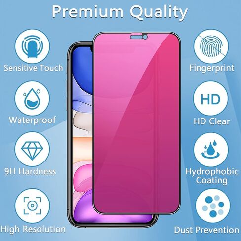 NBiefuny 2 Pack واقي شاشة للخصوصية لهاتف iPhone 11/ iPhone XR 6.1 بوصة، [True 28°Anti Spy] [صلابة 9H] [تغطية كاملة] واقي شاشة زجاجي مقوى ملون متدرج لهاتف iPhone 11 in Kuwait