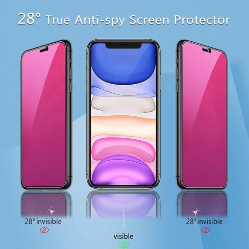 NBiefuny 2 Pack واقي شاشة للخصوصية لهاتف iPhone 11/ iPhone XR 6.1 بوصة، [True 28°Anti Spy] [صلابة 9H] [تغطية كاملة] واقي شاشة زجاجي مقوى ملون متدرج لهاتف iPhone 11 in Kuwait