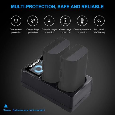 شاحن بطارية LP-E6 LP-E6N بفتحتين LCD لكاميرا كانون EOS 5D Mark II III وIV، 70D، 5Ds، 6D، 5DsR، 80D، 7D، 7D مارك II، EOS 60D، بطارية LP E6، بديل لشاحن كانون LC-E6 in Kuwait