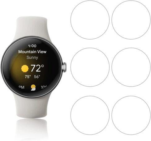 واقي شاشة متوافق مع ساعة بيكسل، طبقة من البولي يوريثين الحراري (ليس زجاج)، واقي للحواف من الدرجة العسكرية للساعات الذكية، حماية خالية من الفقاعات، رفيع للغاية وشفاف لساعة جوجل بيكسل من 6 قطع in Kuwait