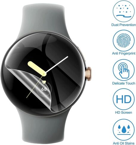 واقي شاشة متوافق مع ساعة بيكسل، طبقة من البولي يوريثين الحراري (ليس زجاج)، واقي للحواف من الدرجة العسكرية للساعات الذكية، حماية خالية من الفقاعات، رفيع للغاية وشفاف لساعة جوجل بيكسل من 6 قطع in Kuwait