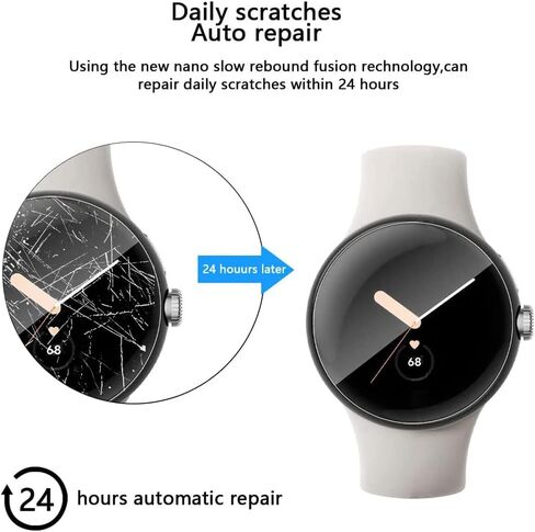 واقي شاشة متوافق مع ساعة بيكسل، طبقة من البولي يوريثين الحراري (ليس زجاج)، واقي للحواف من الدرجة العسكرية للساعات الذكية، حماية خالية من الفقاعات، رفيع للغاية وشفاف لساعة جوجل بيكسل من 6 قطع in Kuwait