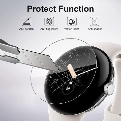 واقي شاشة متوافق مع ساعة بيكسل، طبقة من البولي يوريثين الحراري (ليس زجاج)، واقي للحواف من الدرجة العسكرية للساعات الذكية، حماية خالية من الفقاعات، رفيع للغاية وشفاف لساعة جوجل بيكسل من 6 قطع in Kuwait