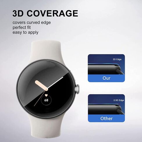 واقي شاشة متوافق مع ساعة بيكسل، طبقة من البولي يوريثين الحراري (ليس زجاج)، واقي للحواف من الدرجة العسكرية للساعات الذكية، حماية خالية من الفقاعات، رفيع للغاية وشفاف لساعة جوجل بيكسل من 6 قطع in Kuwait