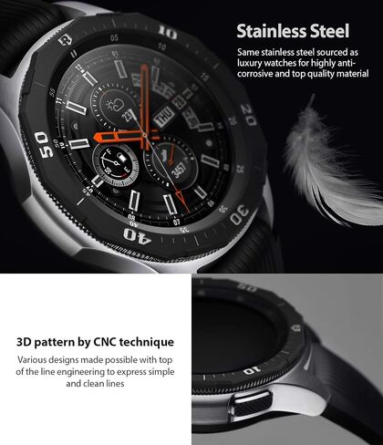 تصميم Ringke Bezel لساعة Galaxy Watch 46mm / Galaxy Gear S3 Frontier وغطاء لاصق بحلقة كلاسيكية مضادة للخدش من الفولاذ المقاوم للصدأ (مقاوم للصدأ) لإكسسوار ساعة Galaxy GW-46-46 in Saudi Arabia