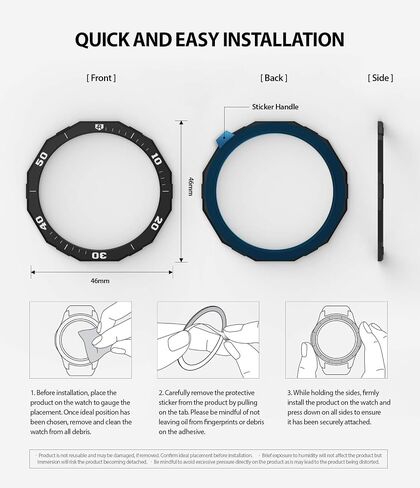 تصميم Ringke Bezel لساعة Galaxy Watch 46mm / Galaxy Gear S3 Frontier وغطاء لاصق بحلقة كلاسيكية مضادة للخدش من الفولاذ المقاوم للصدأ (مقاوم للصدأ) لإكسسوار ساعة Galaxy GW-46-46 in Saudi Arabia