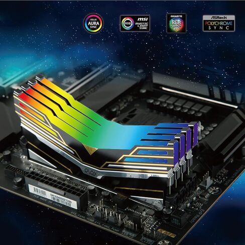 OLOy DDR4 RAM 16 جيجابايت (2x8 جيجابايت) أسود Warhawk Aura Sync RGB 2666 ميجا هرتز CL19 1.2V 288-Pin Desktop UDIMM (MD4U0826191BE0DA) in Kuwait