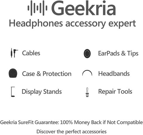 غطاء عصابة رأس من القماش المرن من Geekria متوافق مع سماعات Bose QuietComfort 2، QuietComfort 15، QC2، QC15، واقي وسادة الرأس، جزء إصلاح بديل، تركيب سهل بنفسك (أسود) in Kuwait