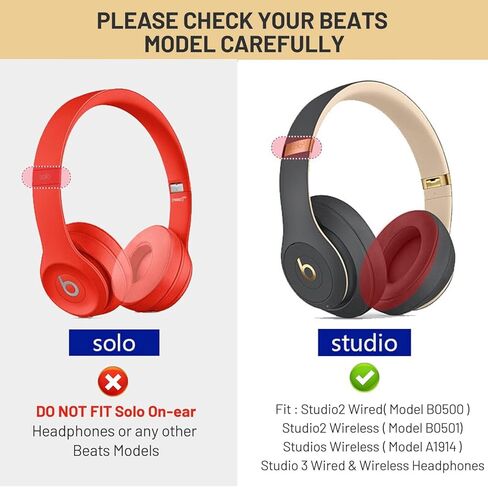 وسائد أذن بديلة من Studio 3 لسماعات Beats Studio 2 وStudio 3 السلكية واللاسلكية، وسائد أذن من إسفنج الذاكرة مع جلد بروتين ناعم - ذهبي وردي in Kuwait