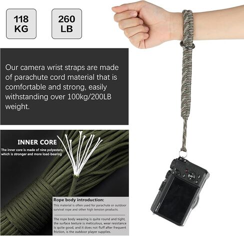 Hargedis Camera Wrist Strap, Hand-Woven Paracord Camera Hand Strap High-end and Secure Universal Adjustable, Suitable for Canon Sony Nikon Panasonic Fujifilm Olympus (Black) in Saudi Arabia