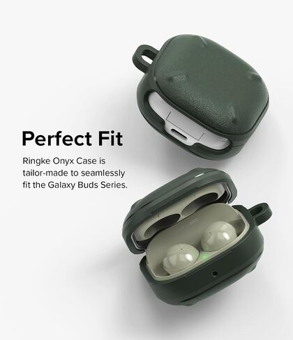 Ringke Onyx [يشعر بالارتياح في اليد] متوافق مع حافظة Samsung Galaxy Buds 2 Pro وBuds 2 وBuds Pro وBuds Live وGalaxy Buds FE، غطاء غير قابل للانزلاق يمنع اللطخات الزيتية - أسود in Kuwait