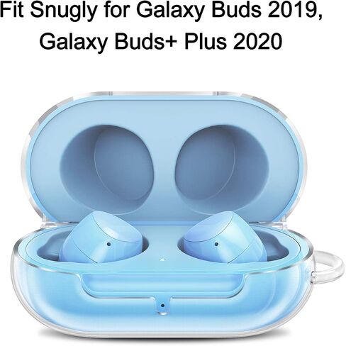 حافظة Fintie لهاتف Samsung Galaxy Buds Plus (2020) / Samsung Galaxy Buds (2019)، غطاء حماية صلب مع حلقة مفاتيح تدعم الشحن اللاسلكي (شفاف كريستالي) in Kuwait