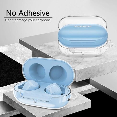 حافظة Fintie لهاتف Samsung Galaxy Buds Plus (2020) / Samsung Galaxy Buds (2019)، غطاء حماية صلب مع حلقة مفاتيح تدعم الشحن اللاسلكي (شفاف كريستالي) in Kuwait