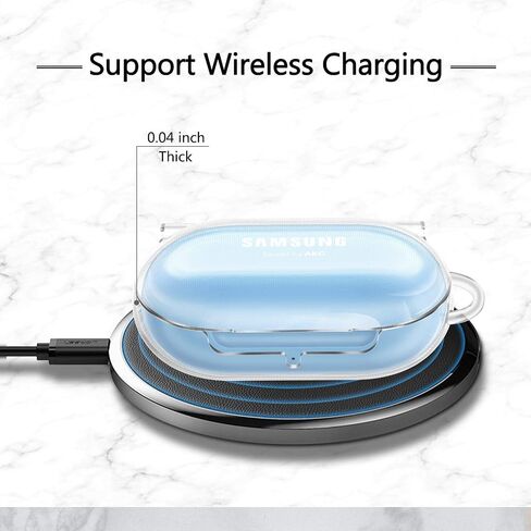 حافظة Fintie لهاتف Samsung Galaxy Buds Plus (2020) / Samsung Galaxy Buds (2019)، غطاء حماية صلب مع حلقة مفاتيح تدعم الشحن اللاسلكي (شفاف كريستالي) in Kuwait