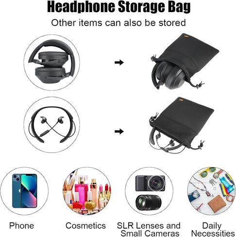 Lightweight Headphone Storage Bag, Portable Headset Carrying Pouch Headphone Case Bag Soft Travel Pouch for Over-Ear Headphones/Gaming Headsets/Neckband Earbuds (Large Black) in Saudi Arabia