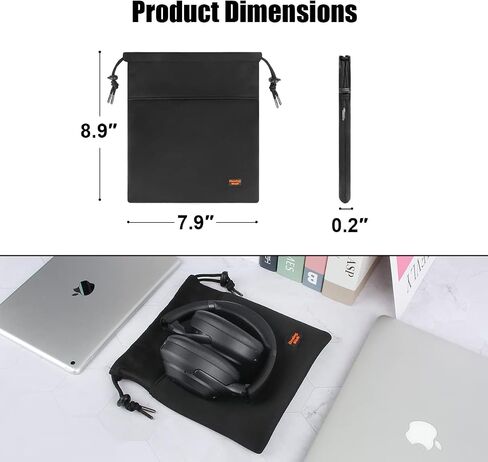 Lightweight Headphone Storage Bag, Portable Headset Carrying Pouch Headphone Case Bag Soft Travel Pouch for Over-Ear Headphones/Gaming Headsets/Neckband Earbuds (Large Black) in Saudi Arabia