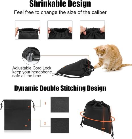 Lightweight Headphone Storage Bag, Portable Headset Carrying Pouch Headphone Case Bag Soft Travel Pouch for Over-Ear Headphones/Gaming Headsets/Neckband Earbuds (Large Black) in Saudi Arabia