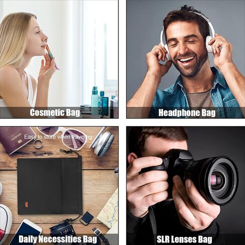 Lightweight Headphone Storage Bag, Portable Headset Carrying Pouch Headphone Case Bag Soft Travel Pouch for Over-Ear Headphones/Gaming Headsets/Neckband Earbuds (Large Black) in Saudi Arabia