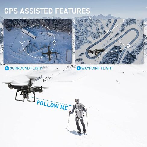طائرة بدون طيار Awelov GPS FPV مع كاميرا 4K للبالغين والمبتدئين، طائرة رباعية المروحية 5G WiFi FPV RC مع متابعتي، إرجاع تلقائي، طيران نقطة الطريق، التحكم الصوتي، بطاريتان in Saudi Arabia