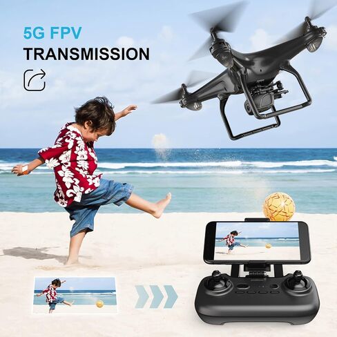 طائرة بدون طيار Awelov GPS FPV مع كاميرا 4K للبالغين والمبتدئين، طائرة رباعية المروحية 5G WiFi FPV RC مع متابعتي، إرجاع تلقائي، طيران نقطة الطريق، التحكم الصوتي، بطاريتان in Saudi Arabia