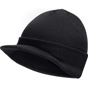 SATINIOR Winter Men's Knit Cap with Brim Beanie Hat Warm Thick Hat for Outdoor in Kuwait