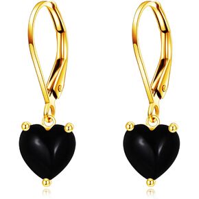 14K Solid Yellow Gold Moissanite Heart Cut Leverback Drop Earrings for Women Heart Jewelry Gold Birthday Gifts for Girls Her