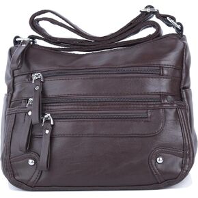 ELDA 10 Pockets Crossbody Purses for Women Medium Pocketbooks Lightweight Ladies Satchel Bag Multi Pocket Shoulder Handbag