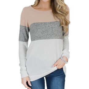 قميص نسائي من Minthunter بأكمام طويلة وألوان متعددة لطيف ورقبة دائرية وقمصان كاجوال in Kuwait