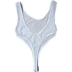 LinvMe Women's Sexy See Through High Cut Bodysuit Thong Leotard Sleeveless Lingerie