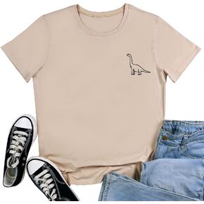 ROSEPARK Women Cute Dinosaur Graphic T-Shirts Teen Girls Funny Tees