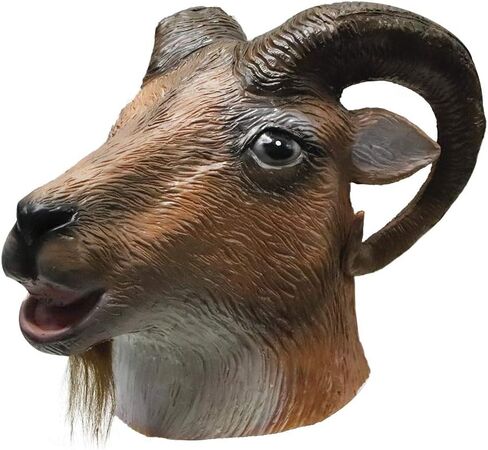 قناع ماعز لطيف للبالغين من ديمي شاركي، قناع رأس كامل لحيوانات اللاتكس المبتكر لحفلات الهالوين in Kuwait