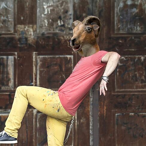 قناع ماعز لطيف للبالغين من ديمي شاركي، قناع رأس كامل لحيوانات اللاتكس المبتكر لحفلات الهالوين in Kuwait