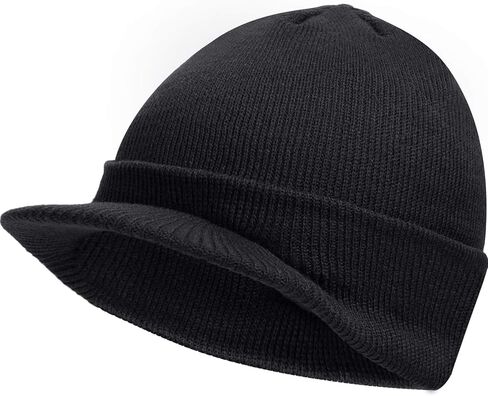 SATINIOR Winter Men's Knit Cap with Brim Beanie Hat Warm Thick Hat for Outdoor in Kuwait