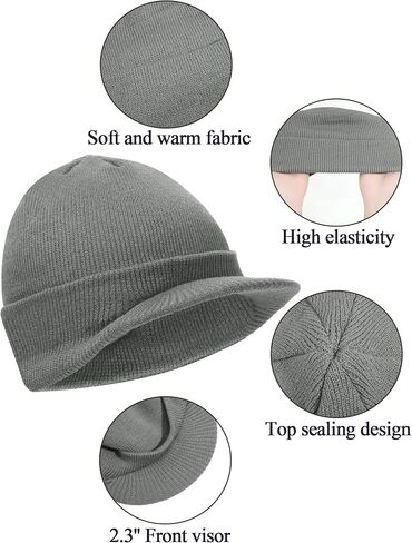 SATINIOR Winter Men's Knit Cap with Brim Beanie Hat Warm Thick Hat for Outdoor in Saudi Arabia