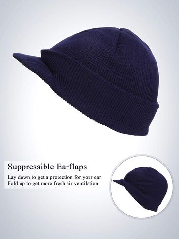 SATINIOR Winter Men's Knit Cap with Brim Beanie Hat Warm Thick Hat for Outdoor in Saudi Arabia