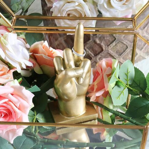 هانا روبرتس حامل خاتم يد ذهبي من البوليريسين للمجوهرات، خاتم الخطوبة والزفاف، 2.75 انش × 2.2 انش × 6.5 انش in Kuwait