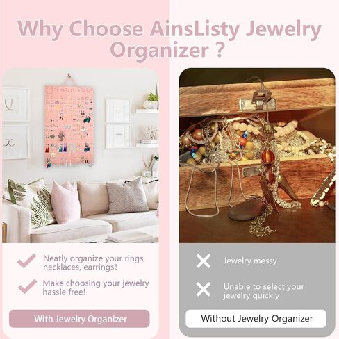 AinsListy Hanging Earrings Organizer, Earring Holder Holds Up To 330 Pairs, Felt Earring Organizers and Storage, Wall Earring Holder Earring Display for Women Girls -1 Pack (Earring Organizer-Pink) in Kuwait