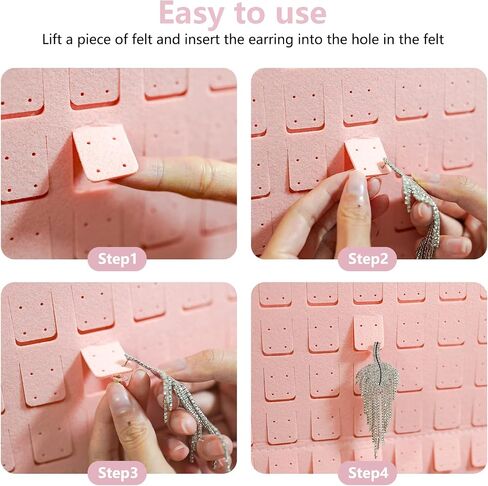 AinsListy Hanging Earrings Organizer, Earring Holder Holds Up To 330 Pairs, Felt Earring Organizers and Storage, Wall Earring Holder Earring Display for Women Girls -1 Pack (Earring Organizer-Pink) in Kuwait