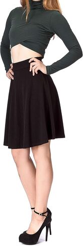 Dani's Choice Simple Stretch A-line Flared Knee Length Skirt in Kuwait