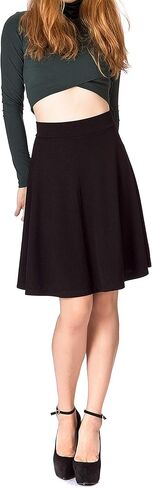 Dani's Choice Simple Stretch A-line Flared Knee Length Skirt in Kuwait