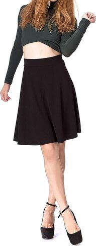 Dani's Choice Simple Stretch A-line Flared Knee Length Skirt in Kuwait
