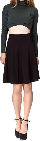 Dani's Choice Simple Stretch A-line Flared Knee Length Skirt in Kuwait