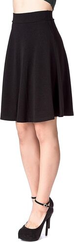 Dani's Choice Simple Stretch A-line Flared Knee Length Skirt in Kuwait