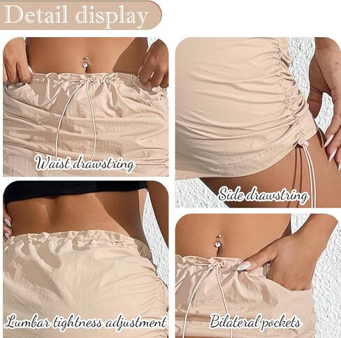 Mini Cargo Skirts for Women with Pockets Y2K Skirt Trendy Summer Low Waist Side Drawstring Short Skirt in Saudi Arabia
