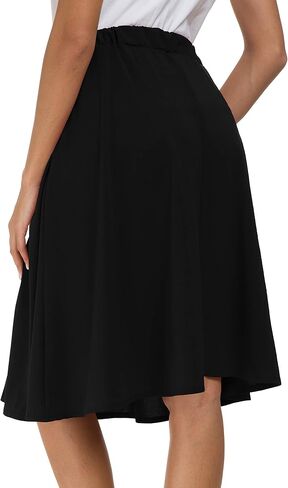 Afibi Womens High Waisted A Line Pleated Midi Skirt Button Front Skirts with Pocket in Kuwait