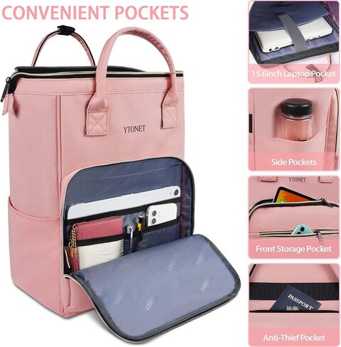 حقيبة ظهر Ytonet للكمبيوتر المحمول للنساء، حقيبة ظهر للسفر للكلية مع منفذ شحن USB تناسب كمبيوتر محمول مقاس 15.6 بوصة، حقيبة ظهر جامعية مقاومة للماء حقيبة حمل للمكتب/المعلم/العمل، رمادي in Kuwait