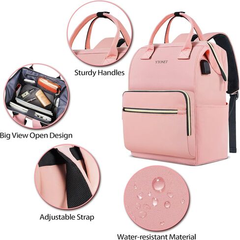 حقيبة ظهر Ytonet للكمبيوتر المحمول للنساء، حقيبة ظهر للسفر للكلية مع منفذ شحن USB تناسب كمبيوتر محمول مقاس 15.6 بوصة، حقيبة ظهر جامعية مقاومة للماء حقيبة حمل للمكتب/المعلم/العمل، رمادي in Kuwait