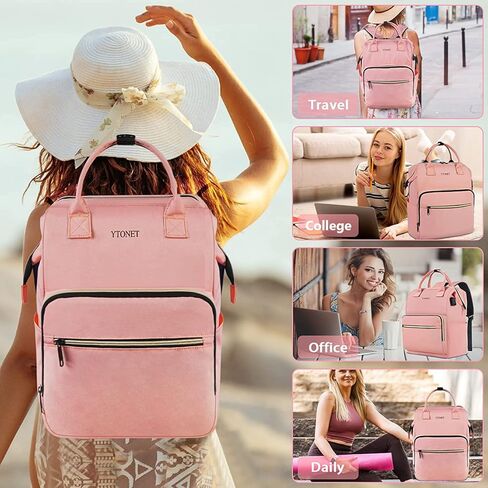 حقيبة ظهر Ytonet للكمبيوتر المحمول للنساء، حقيبة ظهر للسفر للكلية مع منفذ شحن USB تناسب كمبيوتر محمول مقاس 15.6 بوصة، حقيبة ظهر جامعية مقاومة للماء حقيبة حمل للمكتب/المعلم/العمل، رمادي in Kuwait