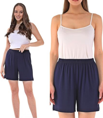 Women's Soft Pajama Sleep Shorts - Knee Length Bermuda- Comfortable PJ Bed Shorts in Saudi Arabia